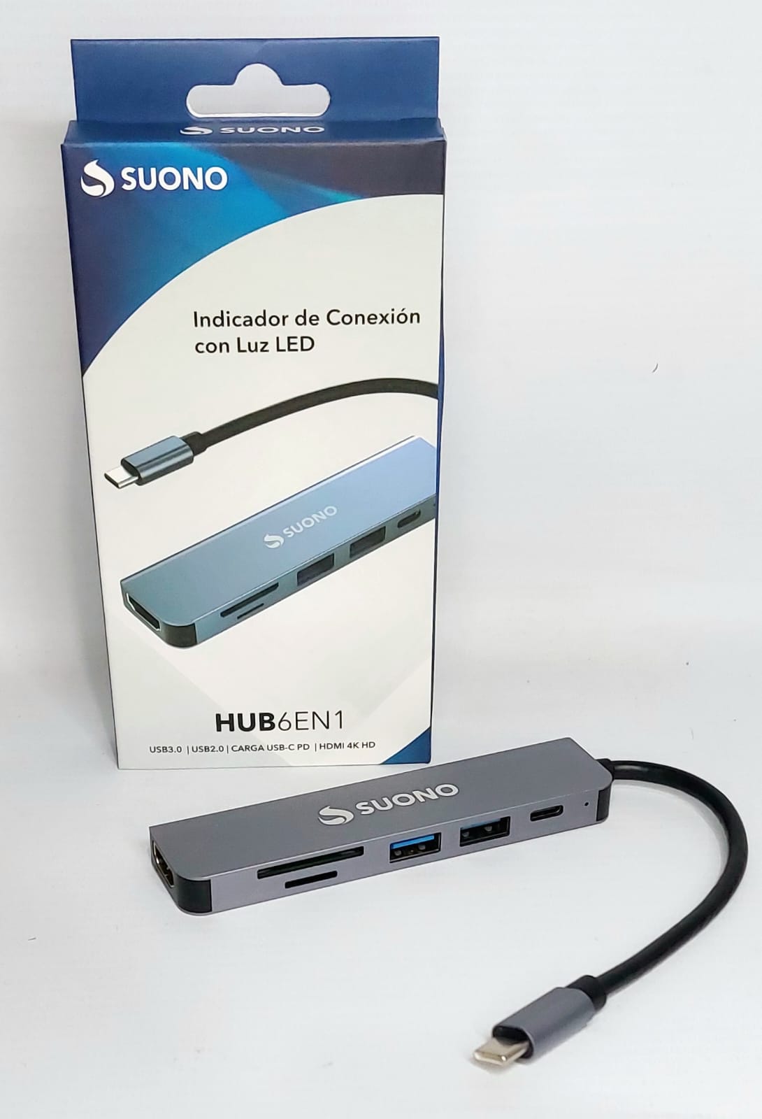   ADAPTADOR 6 EN 1 USB 2.0/3.0 CAGA USB PD HDMI 4K SUO-074