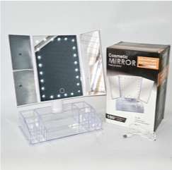 ESPEJO LED CON PORTACOSMETICOS