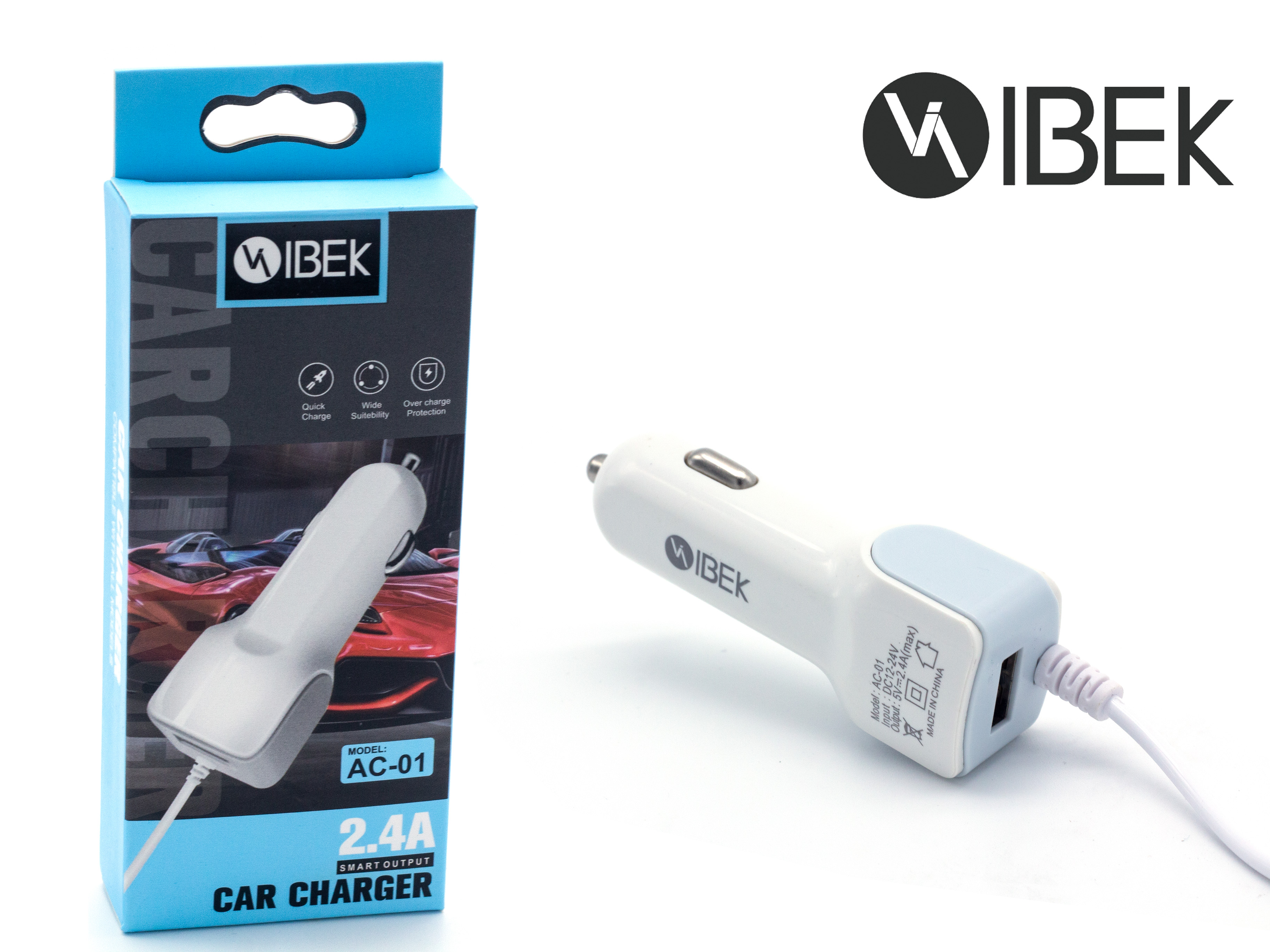   CARGADOR 12V 3.1A CON CABLE MICRO USB V8 IBEK *