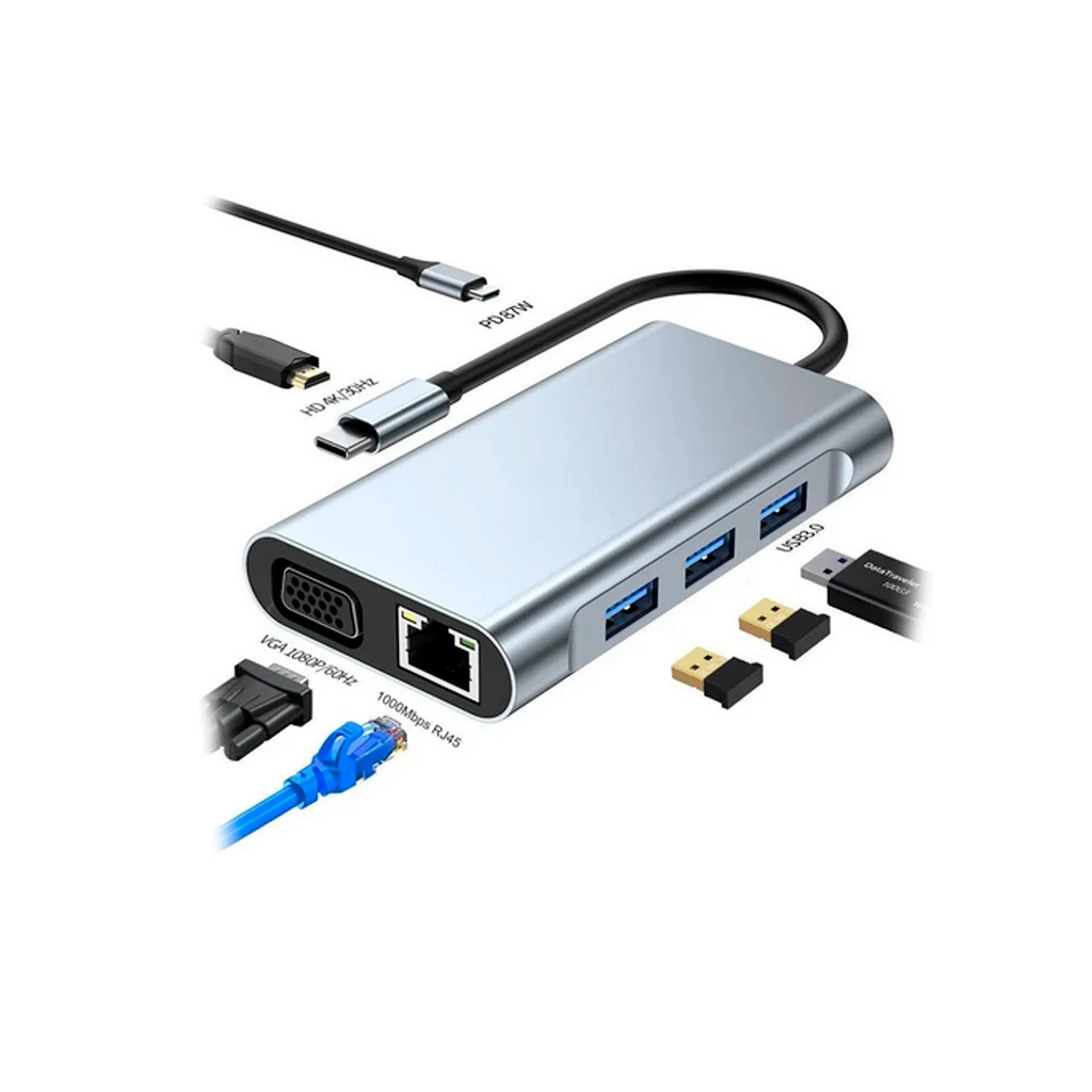   ADAPTADOR 7 EN 1 TC A HDMI+VGA+PD+RED+USB2.0/3.0 BYL-2111