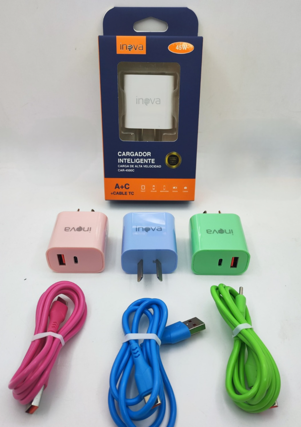 CARGADOR USB+C 45W CON CABLE TC INOVA