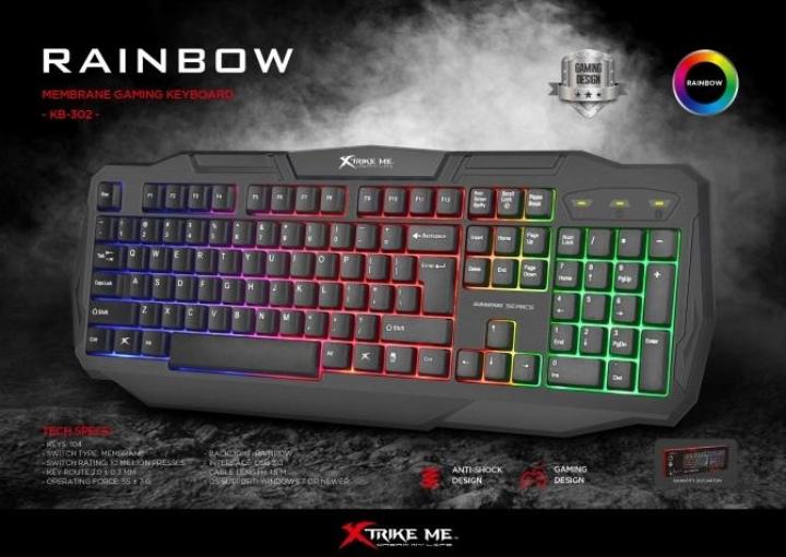   TECLADO GAMER RETROILUMINADO XTRIKE KB-302 *