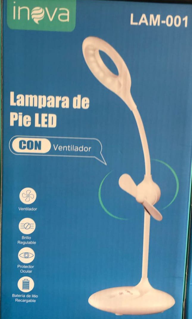    LAMPARA LED DE PIE CON VENTILADOR INOVA *