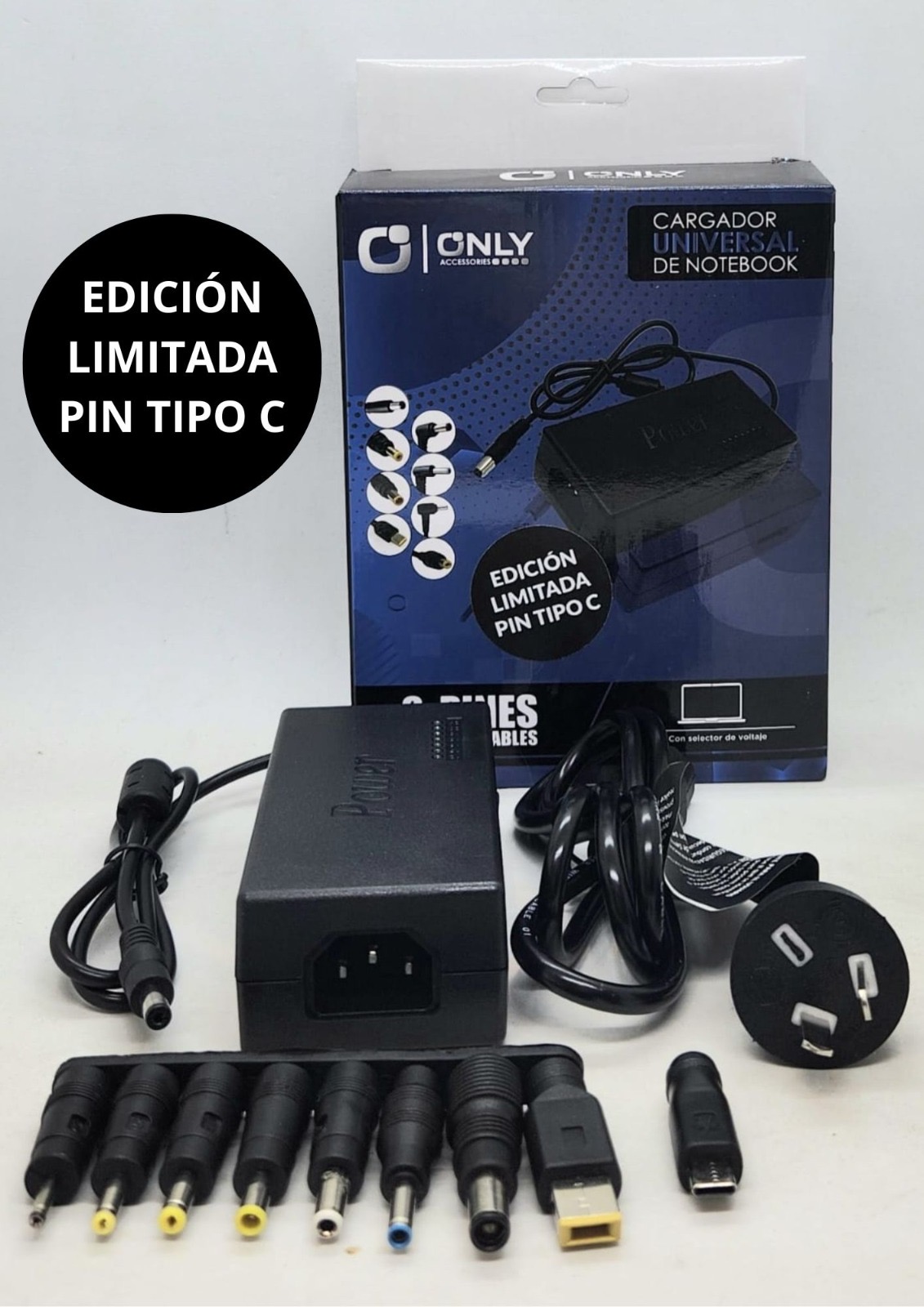   CARGADOR NOTEBOOK UNIVERSAL ONLY PIN LENOVO HP Y TIPO C 