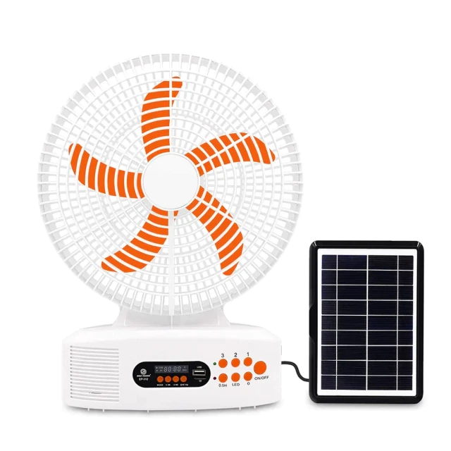    VENTILADOR 12 PLG CON PARLANTE Y PANEL SOLAR 220V