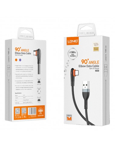   CABLE TIPO C LDNIO 2MTS 90Â° DATA CHARGE LS-562 *