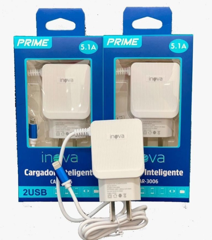   CARGADOR IPHONE 5.1A INOVA CAR-3009 *