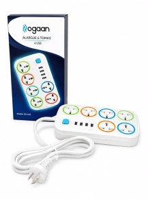   ZAPATILLA OGAAN 6 TOMAS + 4 USB 1.5MT