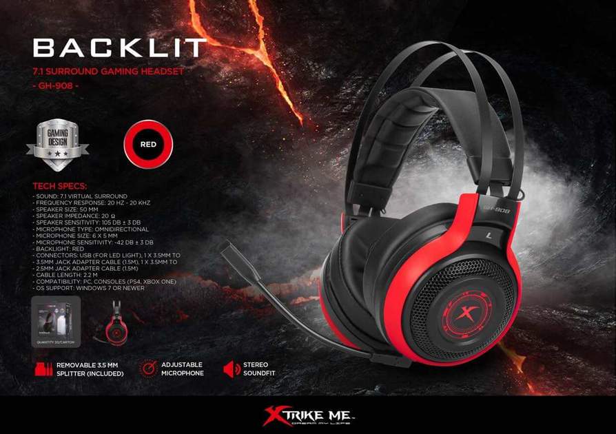    AURICULAR VINCHA GAMER XTRIKE RGB GH-908 *