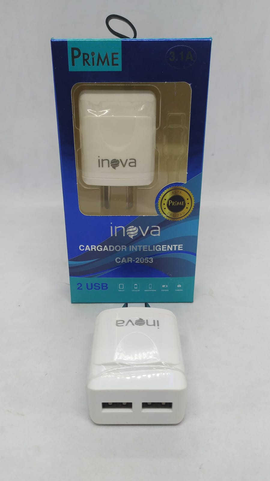   CARGADOR CABEZAL 2 USB 3.1A INOVA LINEA PREMIUM