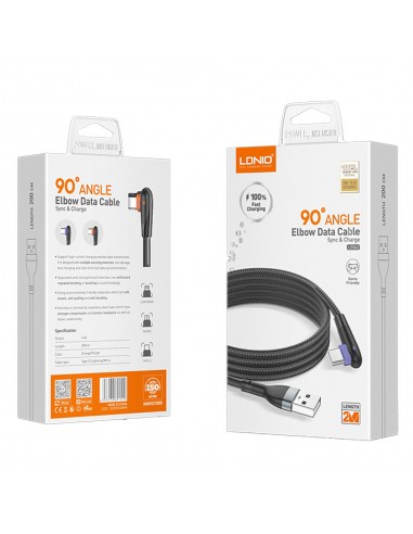   CABLE IPHONE LDNIO 2MTS 90° DATA CHARGE LS-562 *