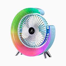   VENTILADOR DE ESCRITORIO CON LUZ GIRATORIA RGB